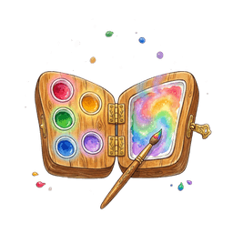 Palette de peinture en bois avec pinceaux et couleurs aquarelle