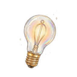 Ampoule dorée lumineuse avec reflets prismatiques